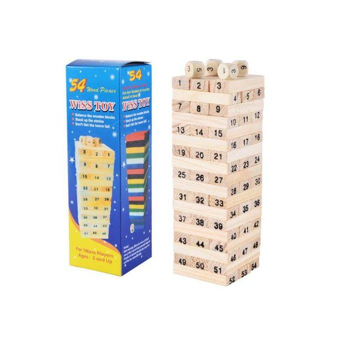 Jeu de Tour en Bois Jenga 54 Pièces – Bloc d'Empilage Éducatif pour Enfants et Adultes