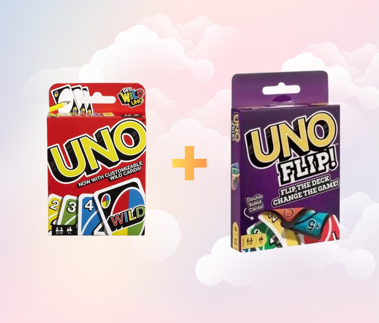 Pack Jeux de Cartes UNO + UNO Flip – 2 Jeux de Société pour Toute la Famille