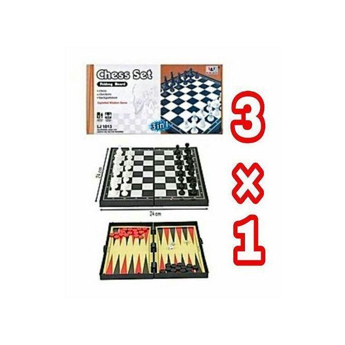 Chess Set 3 en 1 Pliable – Jeu d’Échecs  Dames et Backgammon Éducatif pour Enfants et Adultes